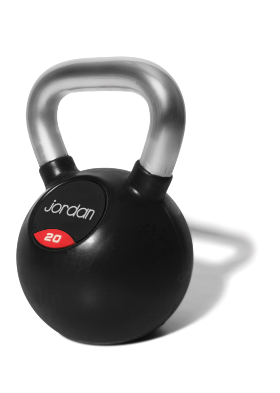 Jordan  Zwart Rubber Kettlebell met Chroom Handvat