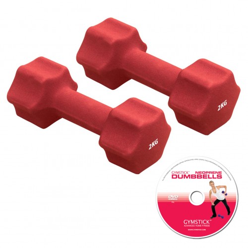 Gymstick  Neopreen Dumbell Set met DVD - vanaf 2 kg - 2 kg